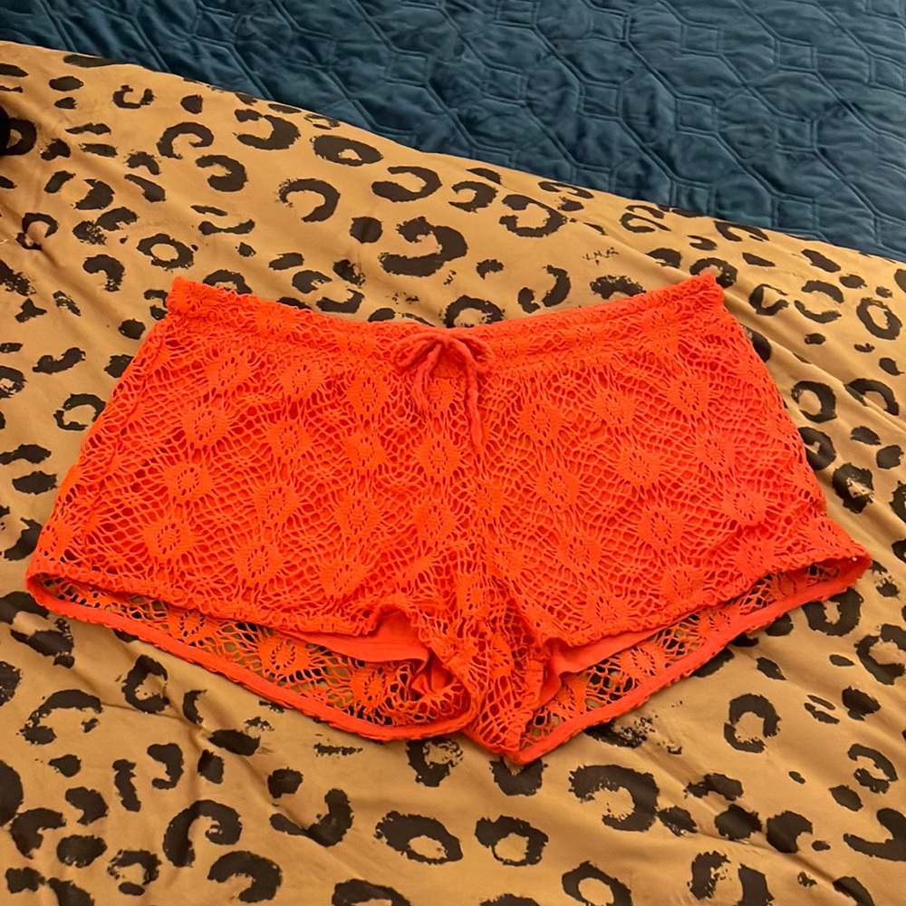 Xhilaration Coral Crochet Lounge Shorts
